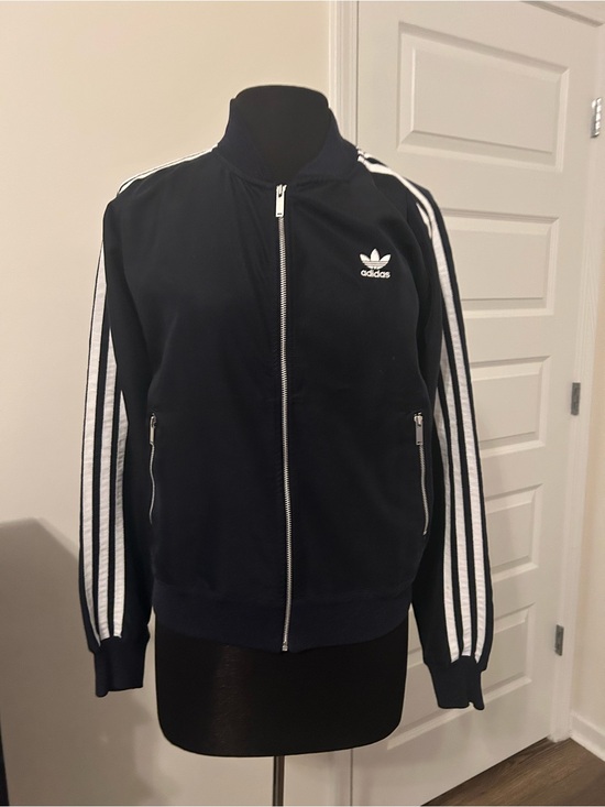 adidas Jackets & Blazers - Sz M adidas Navy Jacket with White Three-Stripes